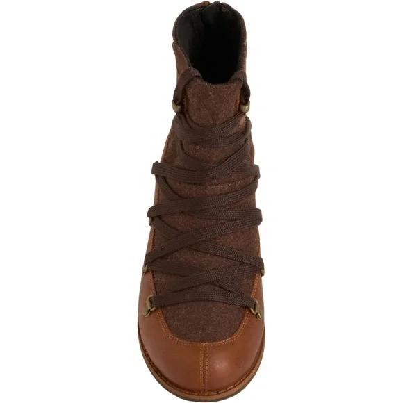 Merrell Women Boots Sz 10.5 Shiloh II Warm Leather Oak Ankle Block Heel Zip Back - Picture 2 of 6